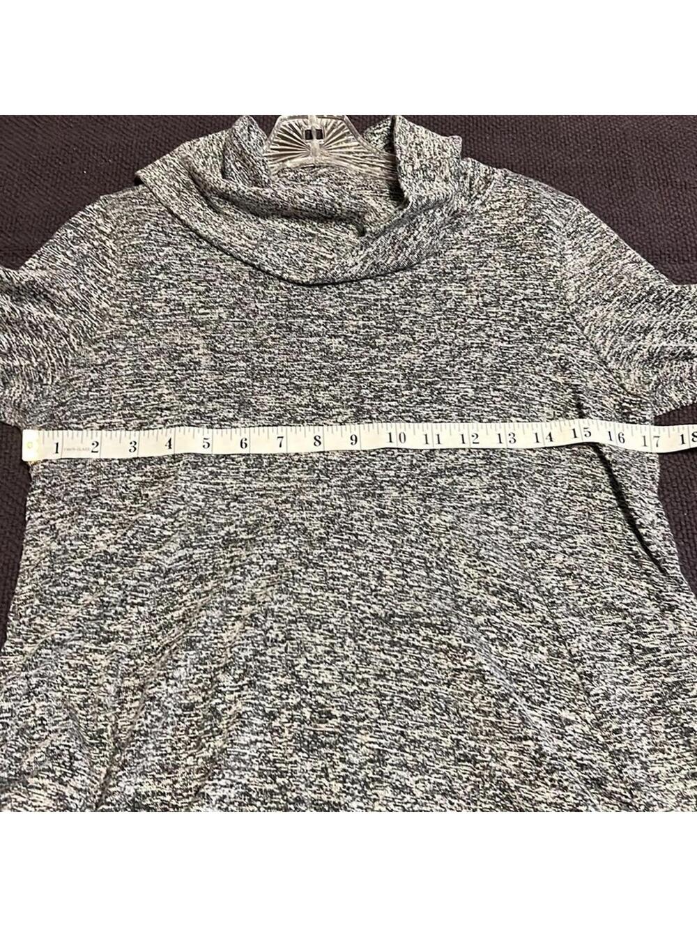 Bobeau Petite Medium Gray Marled Cowl Neck Swing Tunic Top Made in USA - Picture 5 of 6